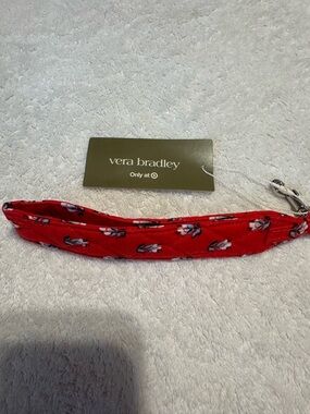 Vera Bradley Red Floral Fabric Wristlet Strap with Silver Hardware